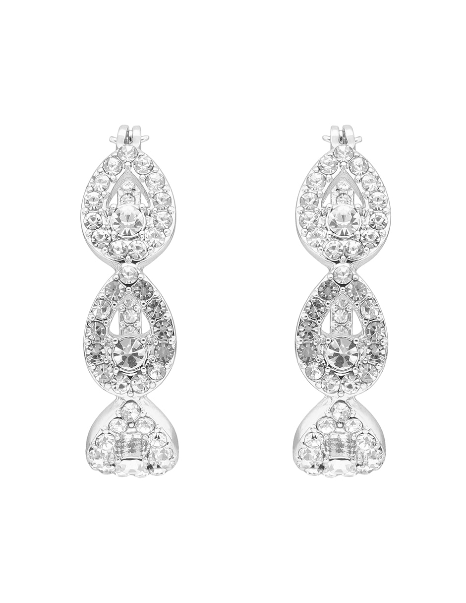 Arracadas de Forma Circular Angelic Adornment de Latón Con Acabado Pavé