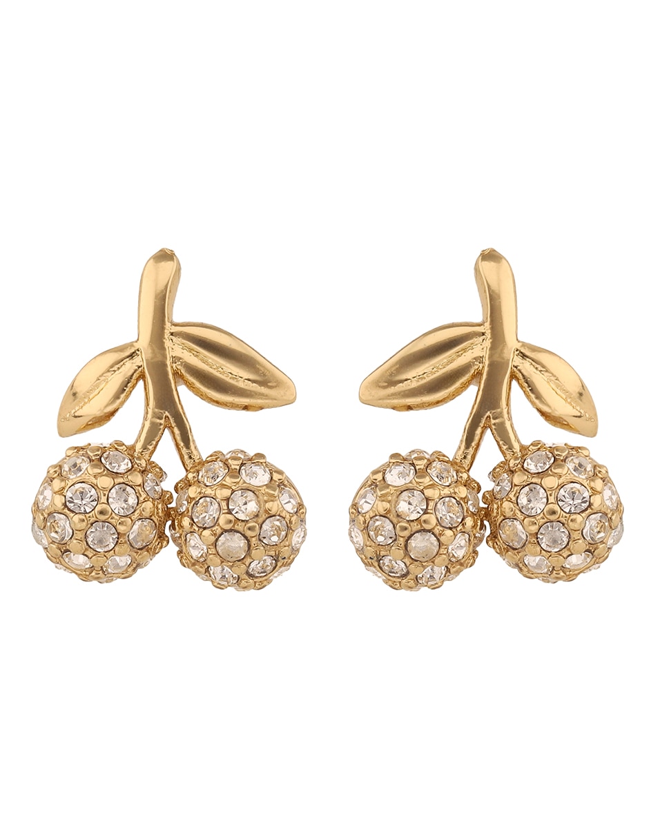 Aretes cortos de cereza Pave Icons con acabado brillante