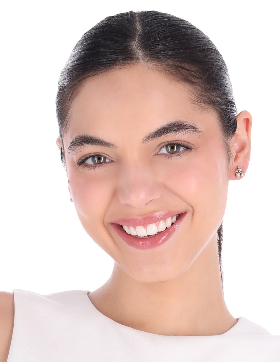 Aretes cortos de cereza Pave Icons con acabado brillante 3