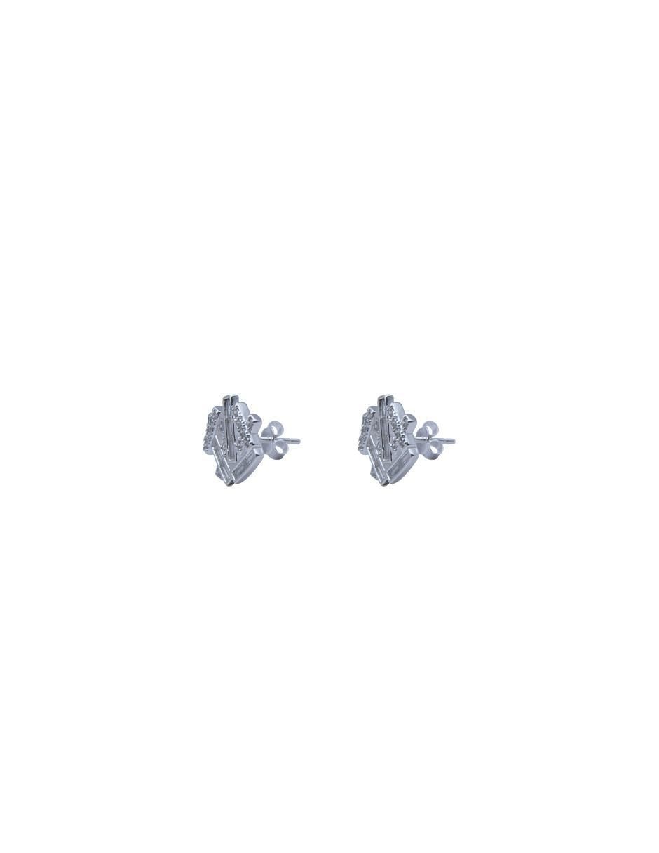 Broqueles de flor de plata p 925 zirconia 2