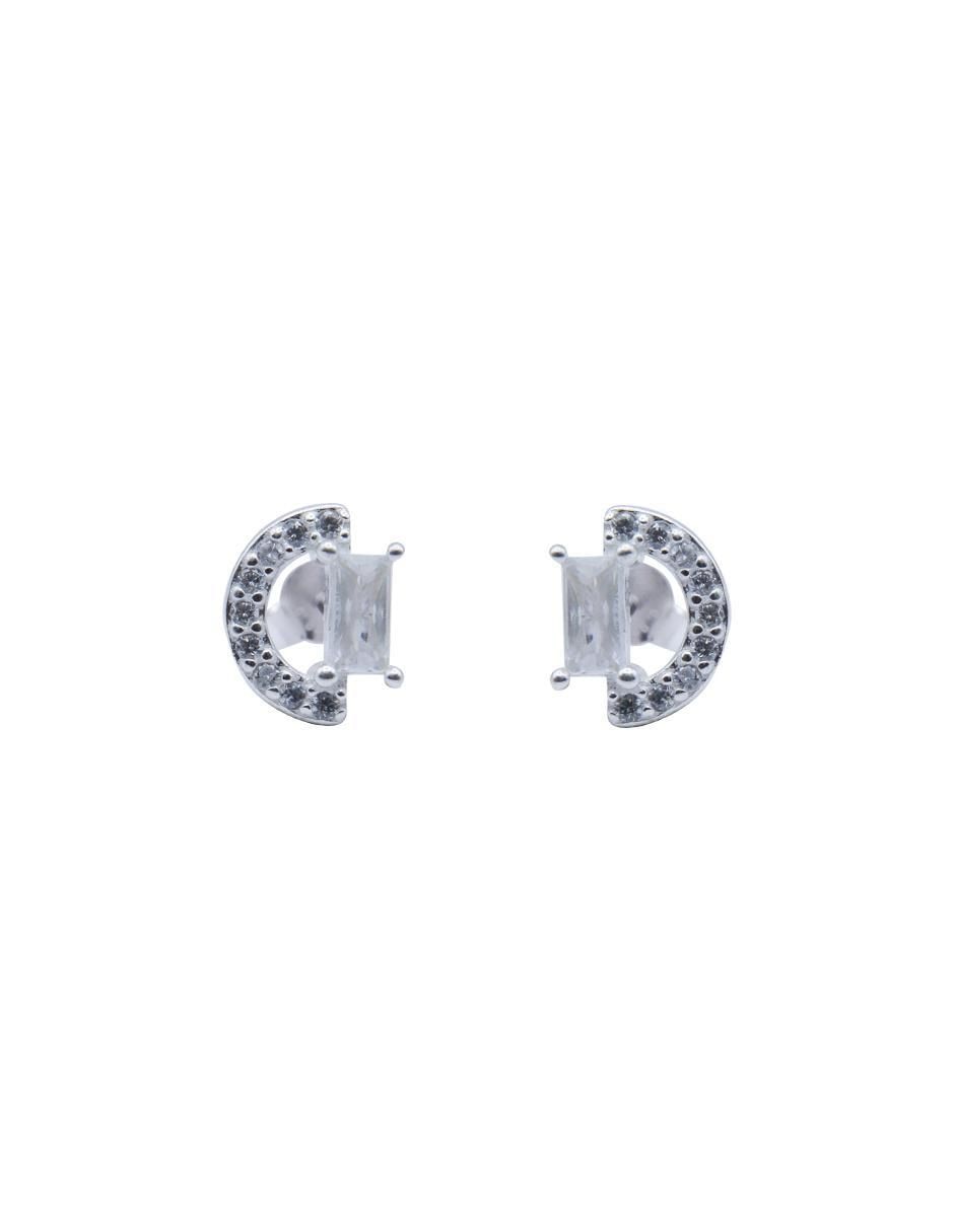 Aretes de plata P 925 con acabado pulido zirconia Aretes de plata P 925 con acabado pulido zirconia