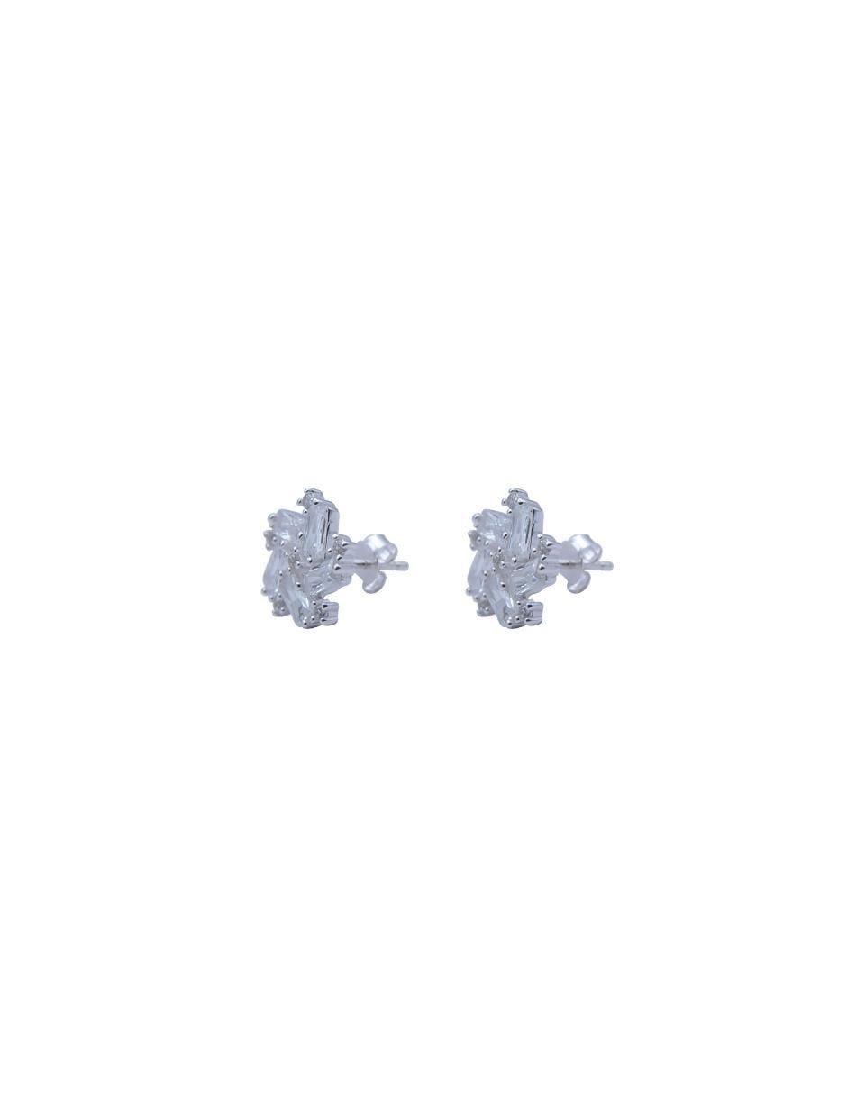 Aretes cortos de flor de plata p 925 zirconia 2