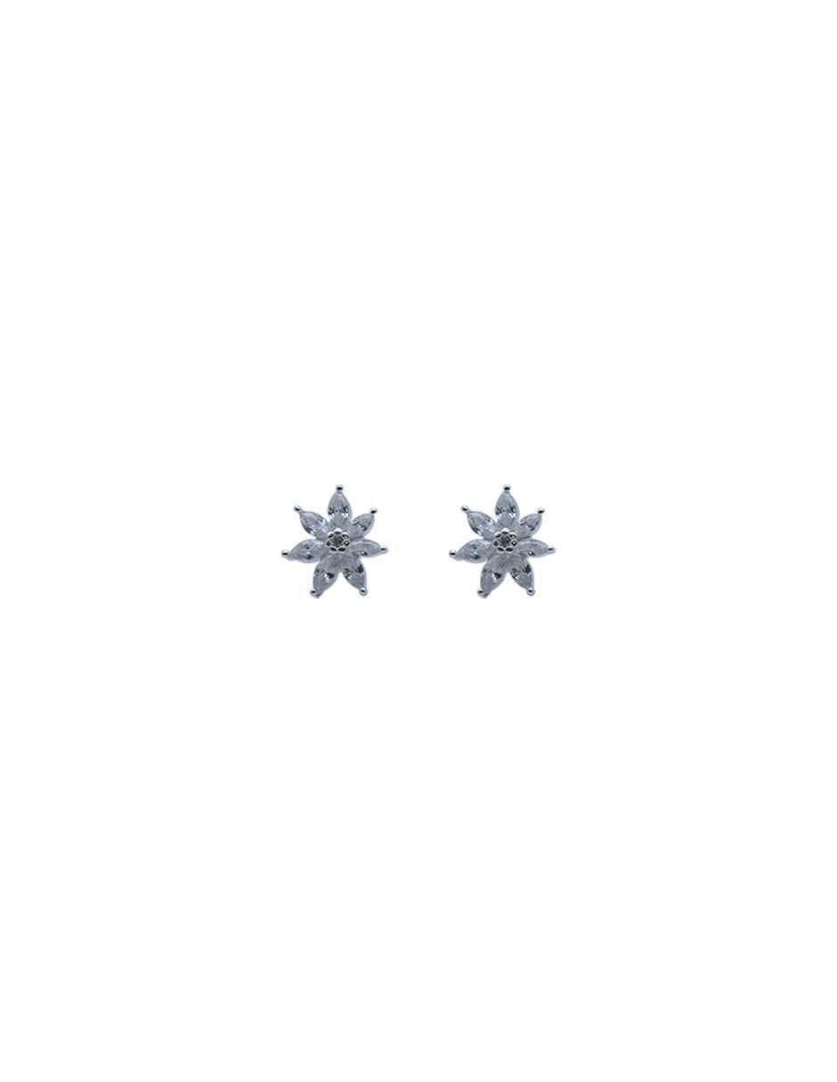Broqueles de flor de plata p 925 zirconia Broqueles de flor de plata p 925 zirconia