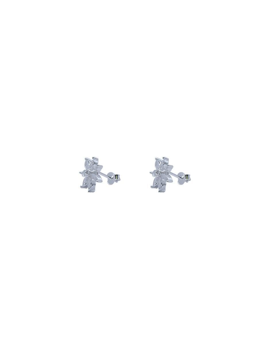 Broqueles de flor de plata p 925 zirconia 2