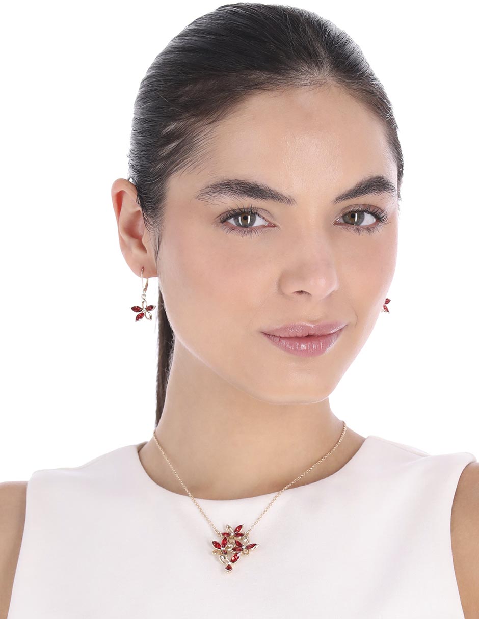 Aretes y collar de flor Stocking Stuffer Zirconia 3