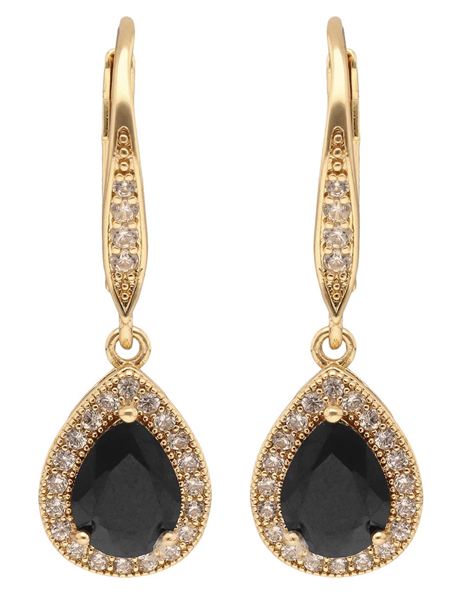 Aretes cortos de gota con acabado pavé