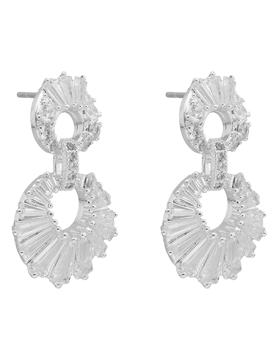 Aretes largos circulares Silver Bells con acabado brillante 2