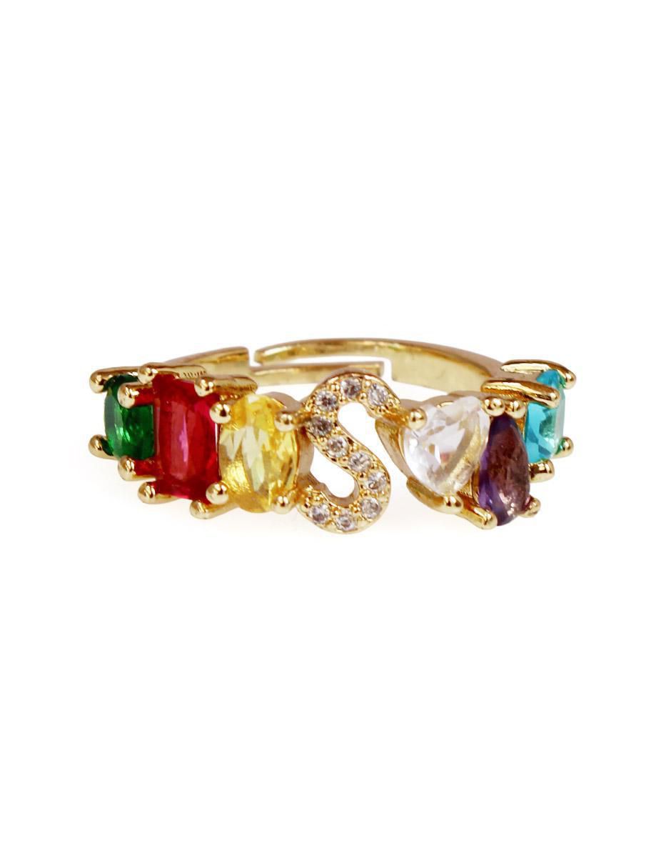 Anillo circular 10 k de oro laminado zirconia cúbica pulido Anillo circular 10 k de oro laminado zirconia cúbica pulido