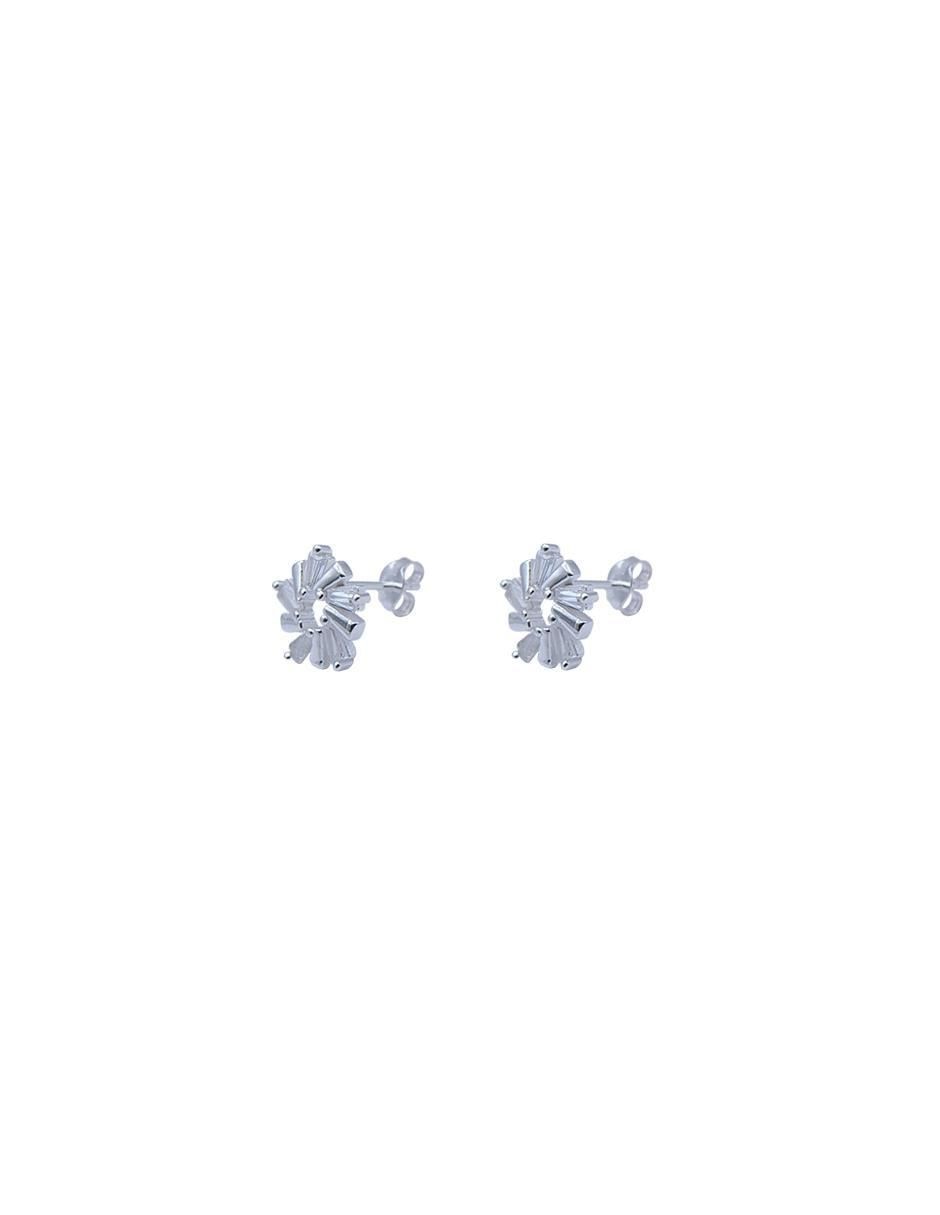 Broqueles de flor de plata p 925 zirconia 2