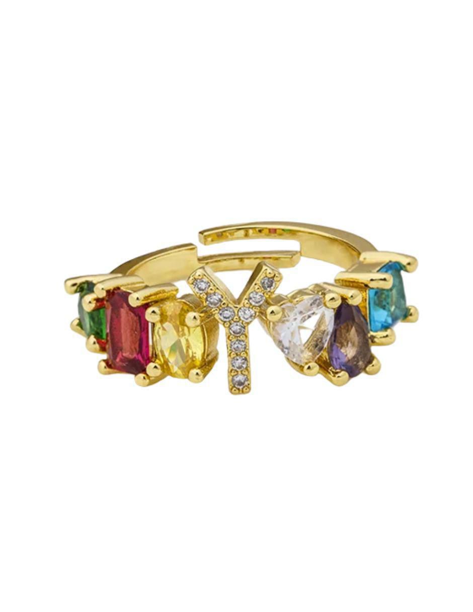 Anillo circular 10 k de oro laminado zirconia cúbica pulido