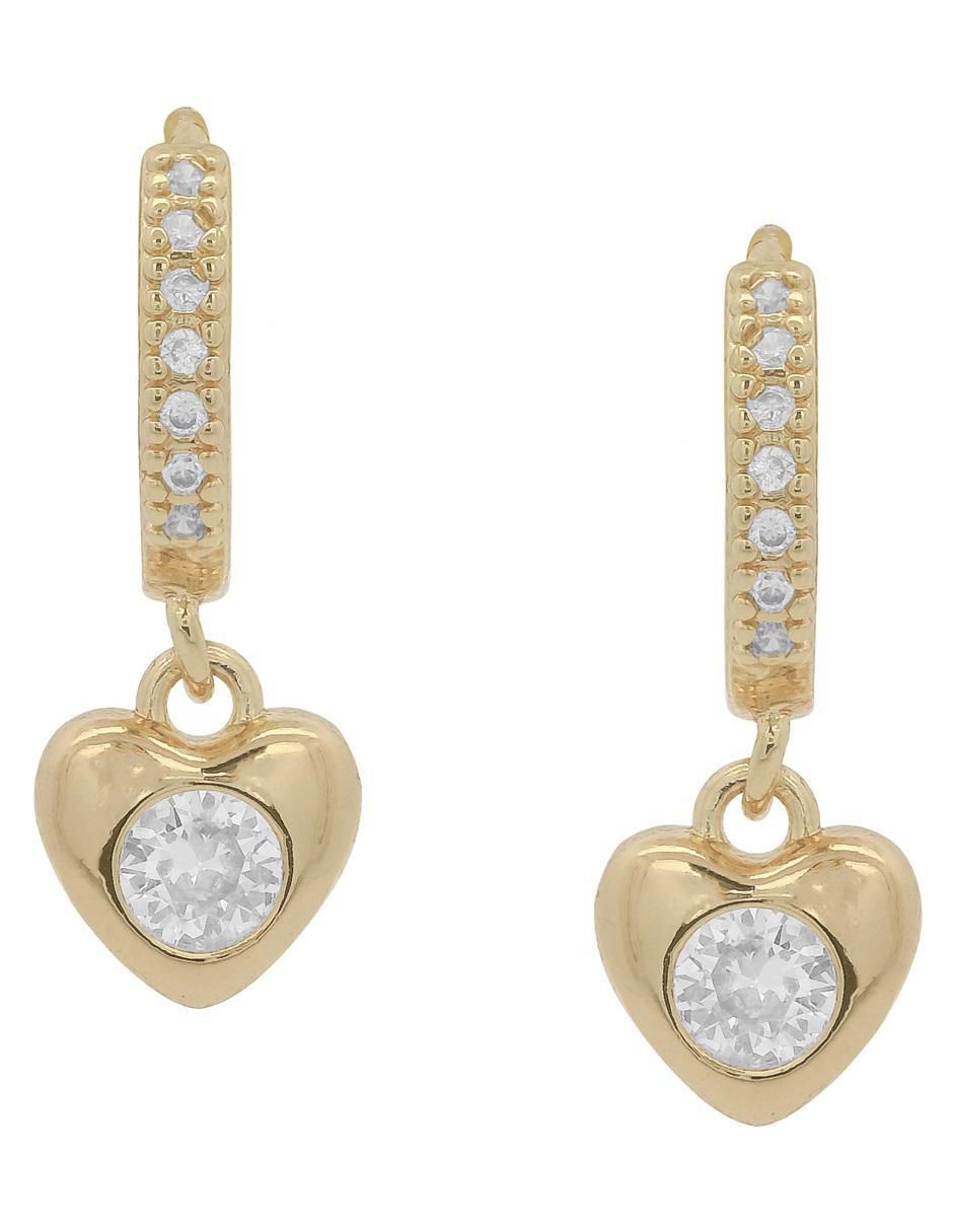 Huggies de corazón 18 k con acabado chapa de oro zirconia