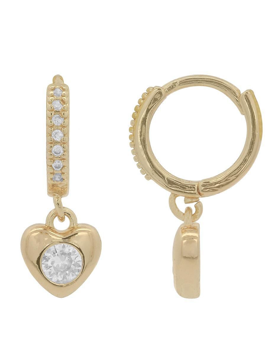 Huggies de corazón 18 k con acabado chapa de oro zirconia 2