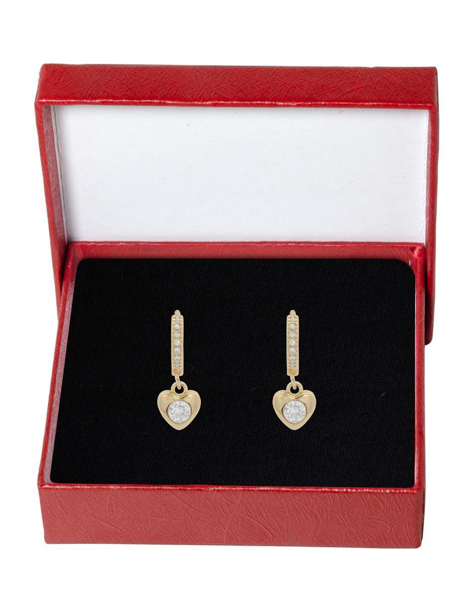 Huggies de corazón 18 k con acabado chapa de oro zirconia 5