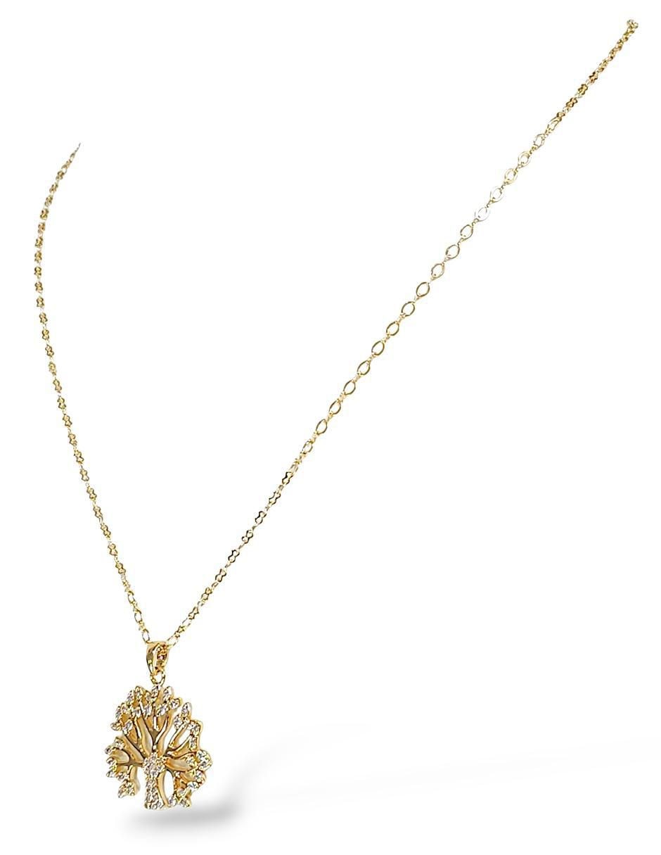 Aretes y collar de árbol 18 K zirconia 3
