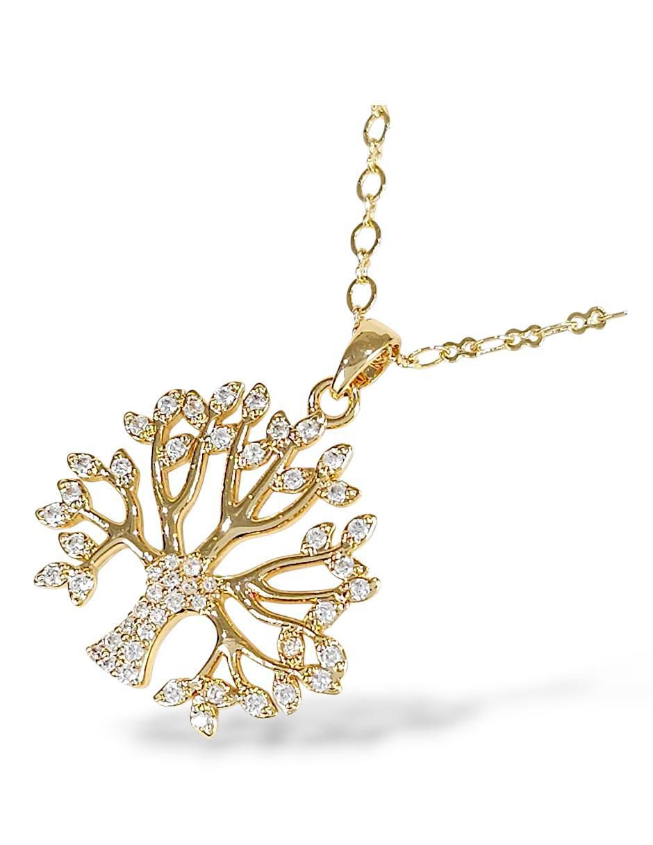 Aretes y collar de árbol 18 K zirconia 4