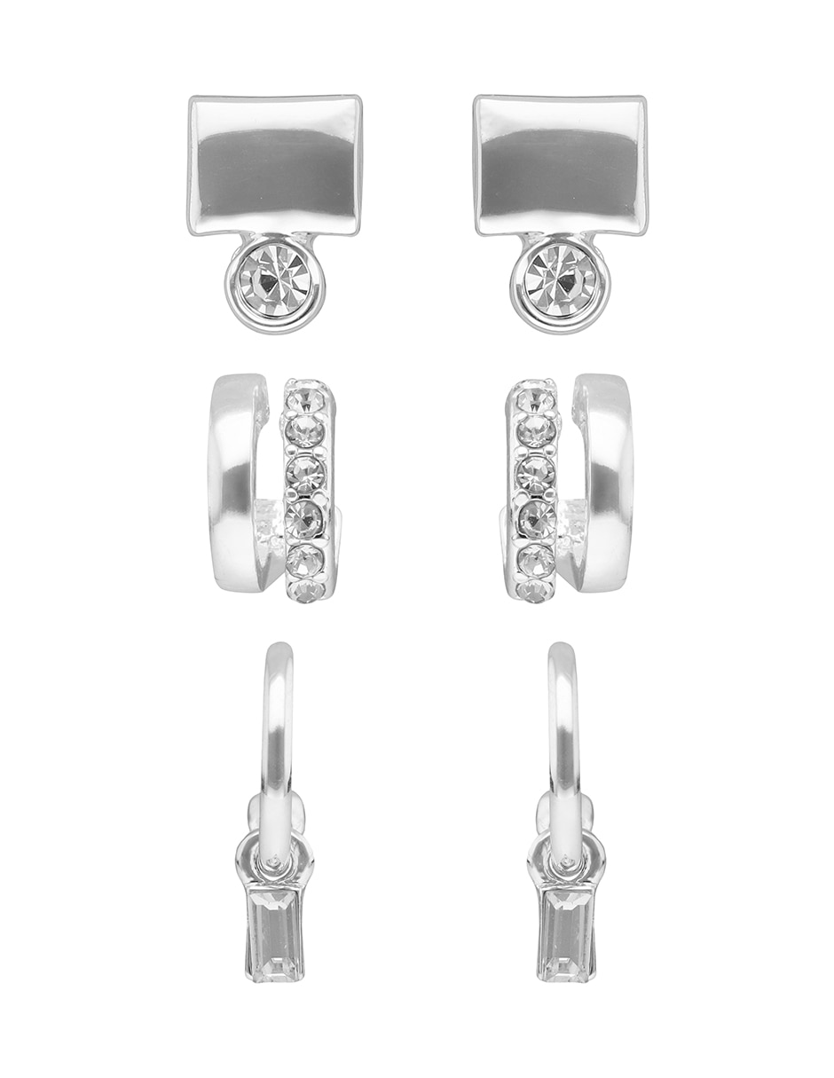 Set de aretes con acabado pavé
