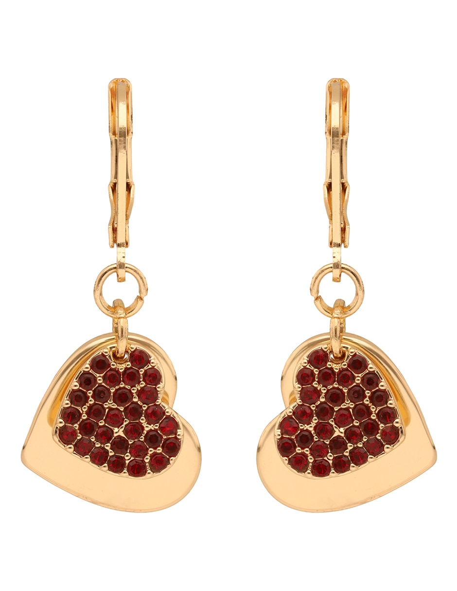 Aretes de corazón con acabado brillante