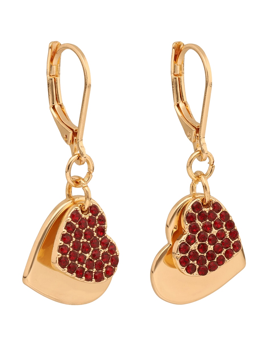 Aretes de corazón con acabado brillante 2