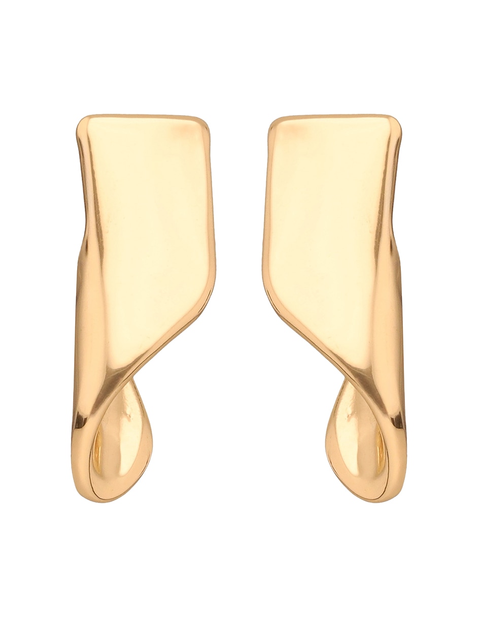 Aretes cortos Golden Ribbon con acabado brillante