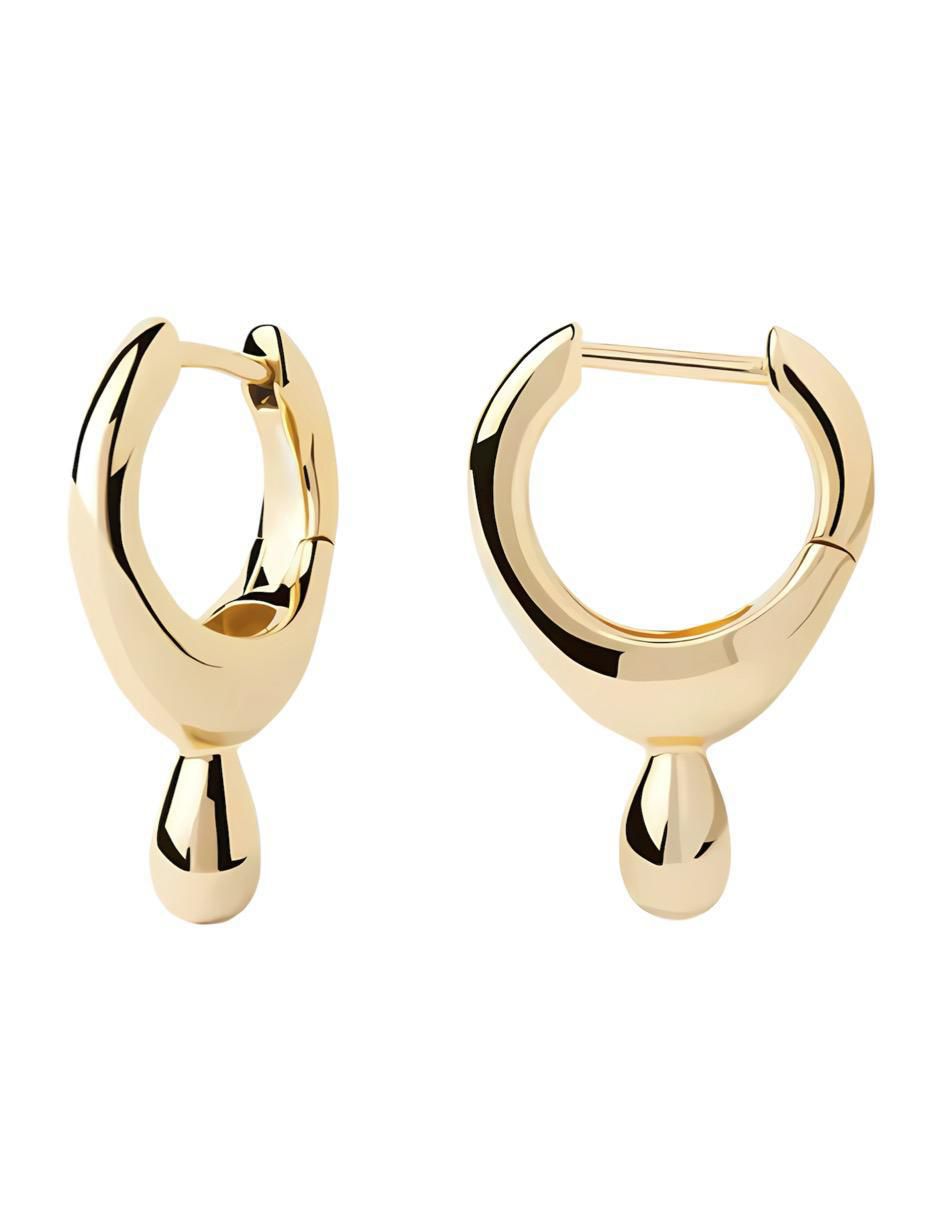 Aretes de aro de gota de plata P 925 con acabado brillante Aretes de aro de gota de plata P 925 con acabado brillante
