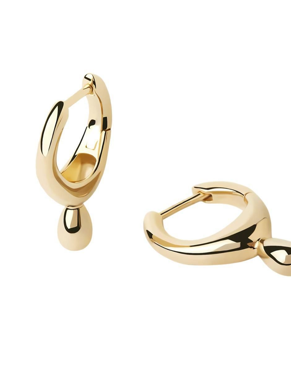 Aretes de aro de gota de plata P 925 con acabado brillante 2