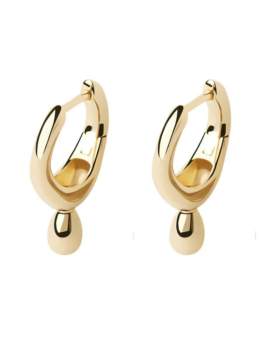 Aretes de aro de gota de plata P 925 con acabado brillante 3