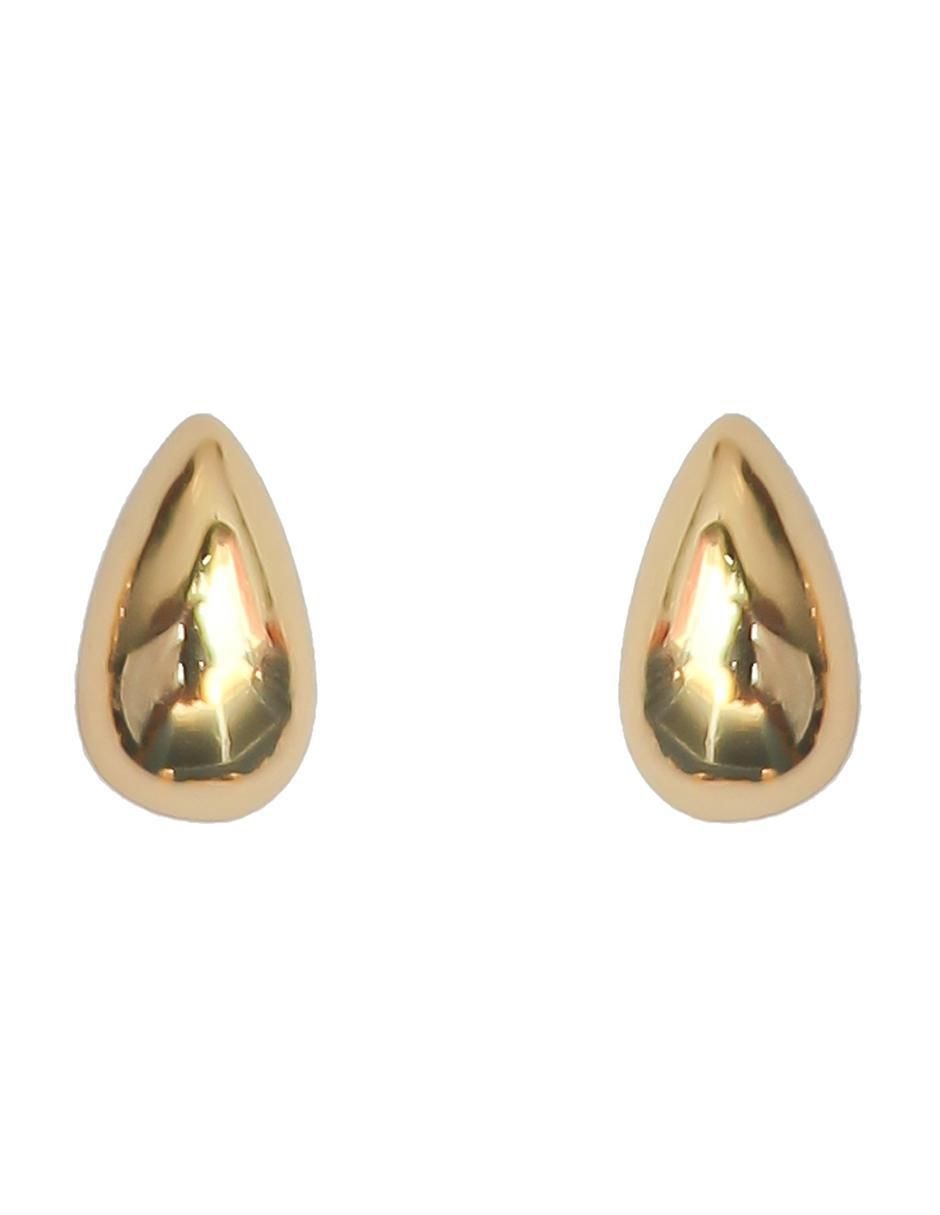 Aretes cortos de gota de plata P 925 con acabado chapa de oro