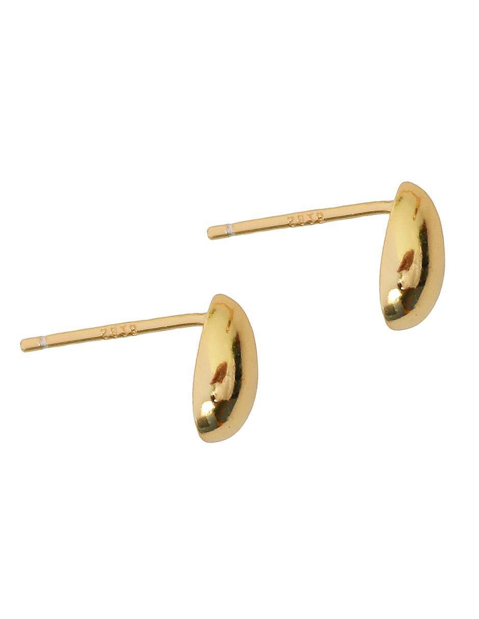 Aretes cortos de gota de plata P 925 con acabado chapa de oro 2