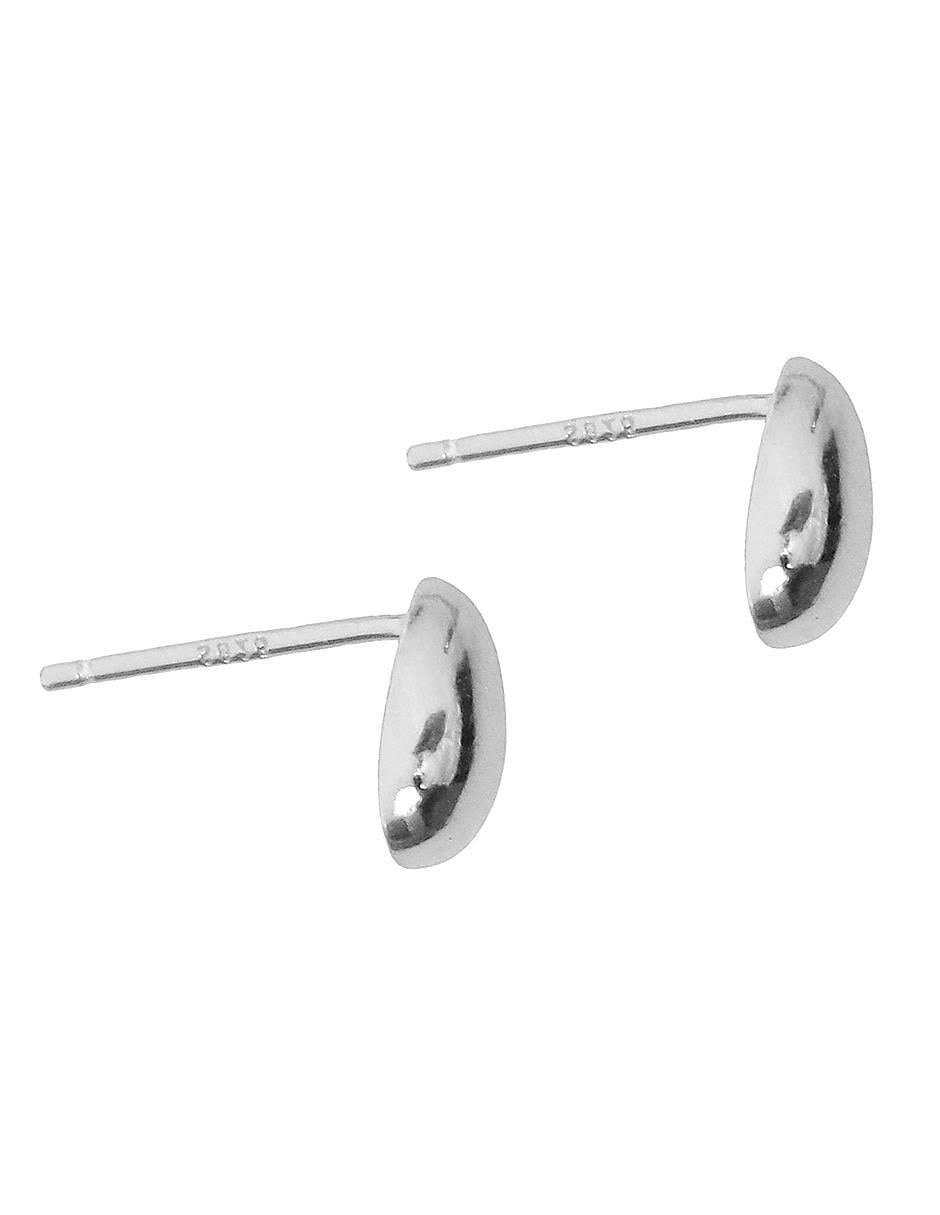 Aretes cortos de gota de plata P 925 con acabado baño rodio 2