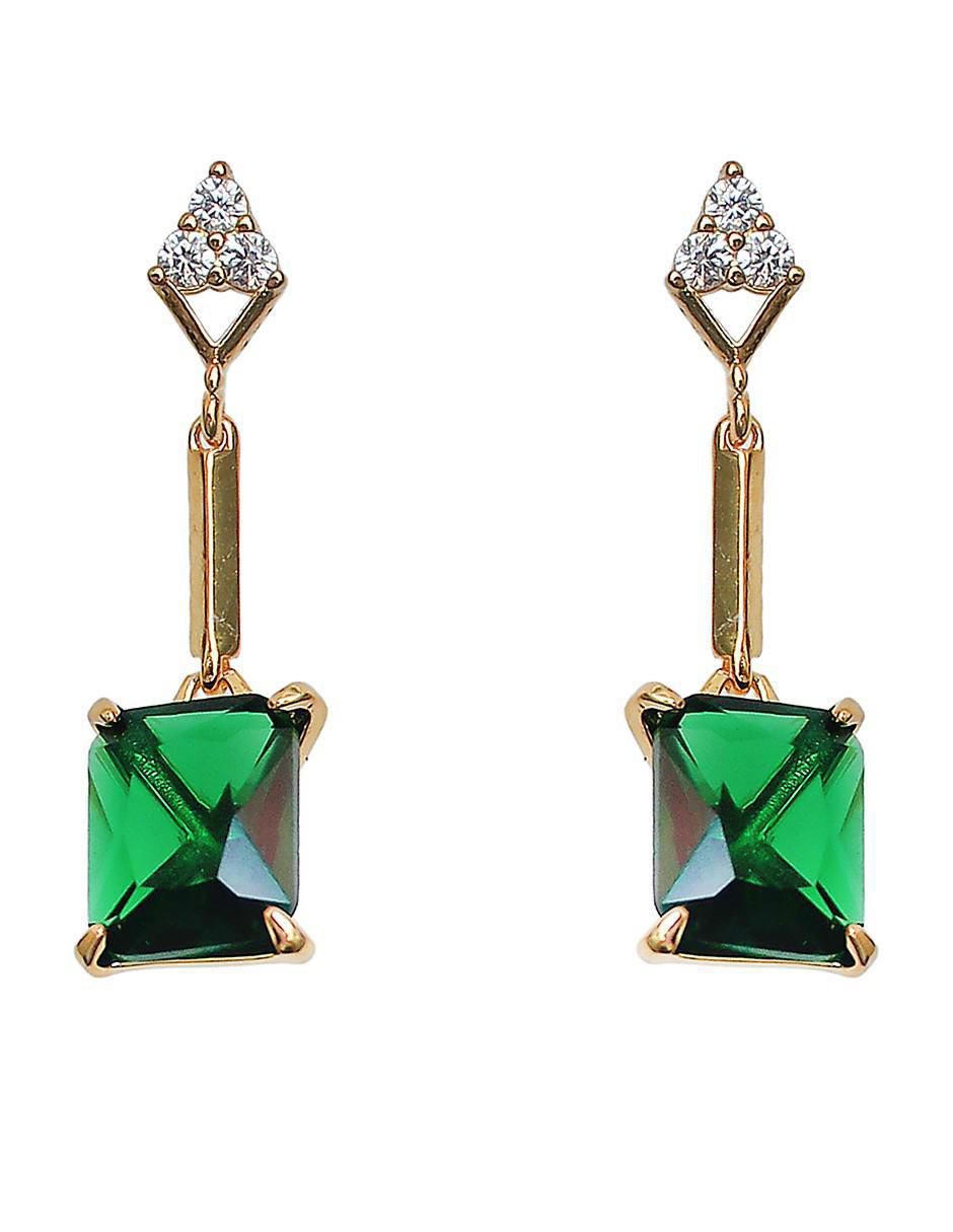 Aretes largos rectangulares de plata P 925 circonita 1