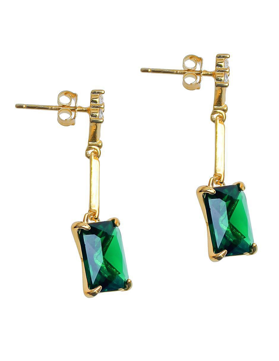 Aretes largos rectangulares de plata P 925 circonita