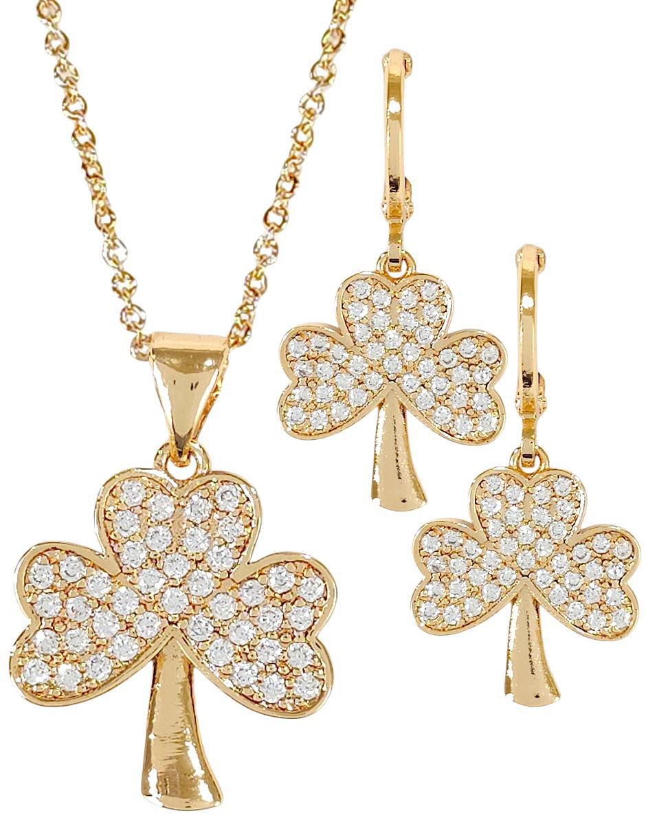Aretes y collar de trébol zirconia Aretes y collar de trébol zirconia