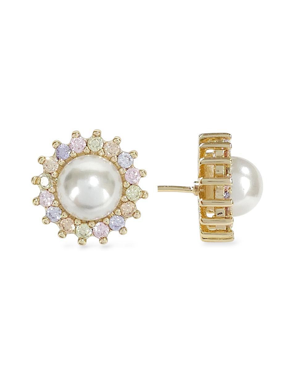 Aretes y collar circulares perla de cristal 5