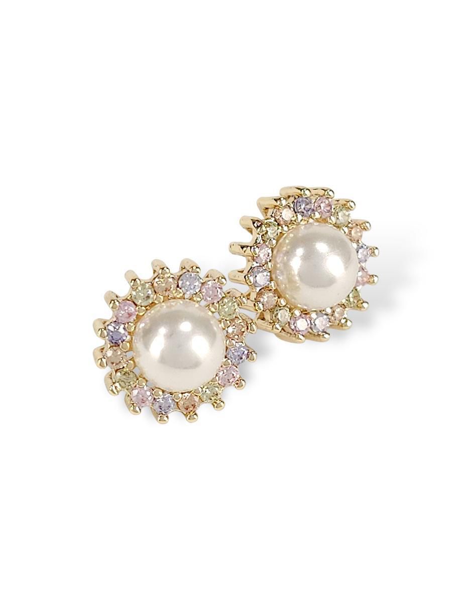 Aretes y collar circulares perla de cristal 6