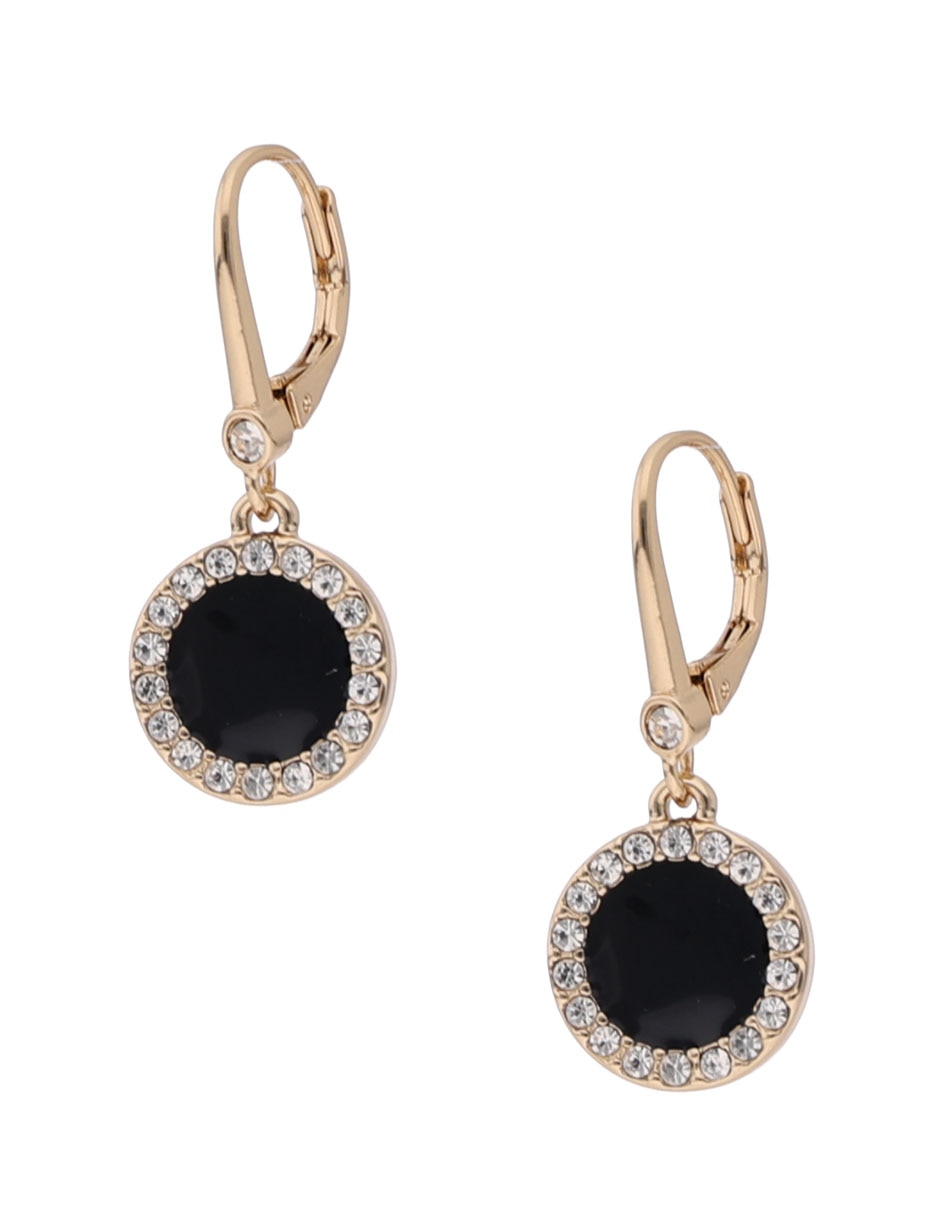 Aretes cortos circulares con acabado brillante circonita 2