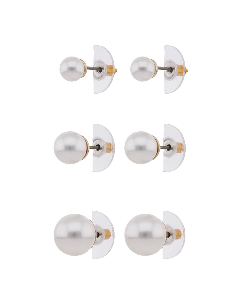 Set de aretes de perla con acabado pulido 2