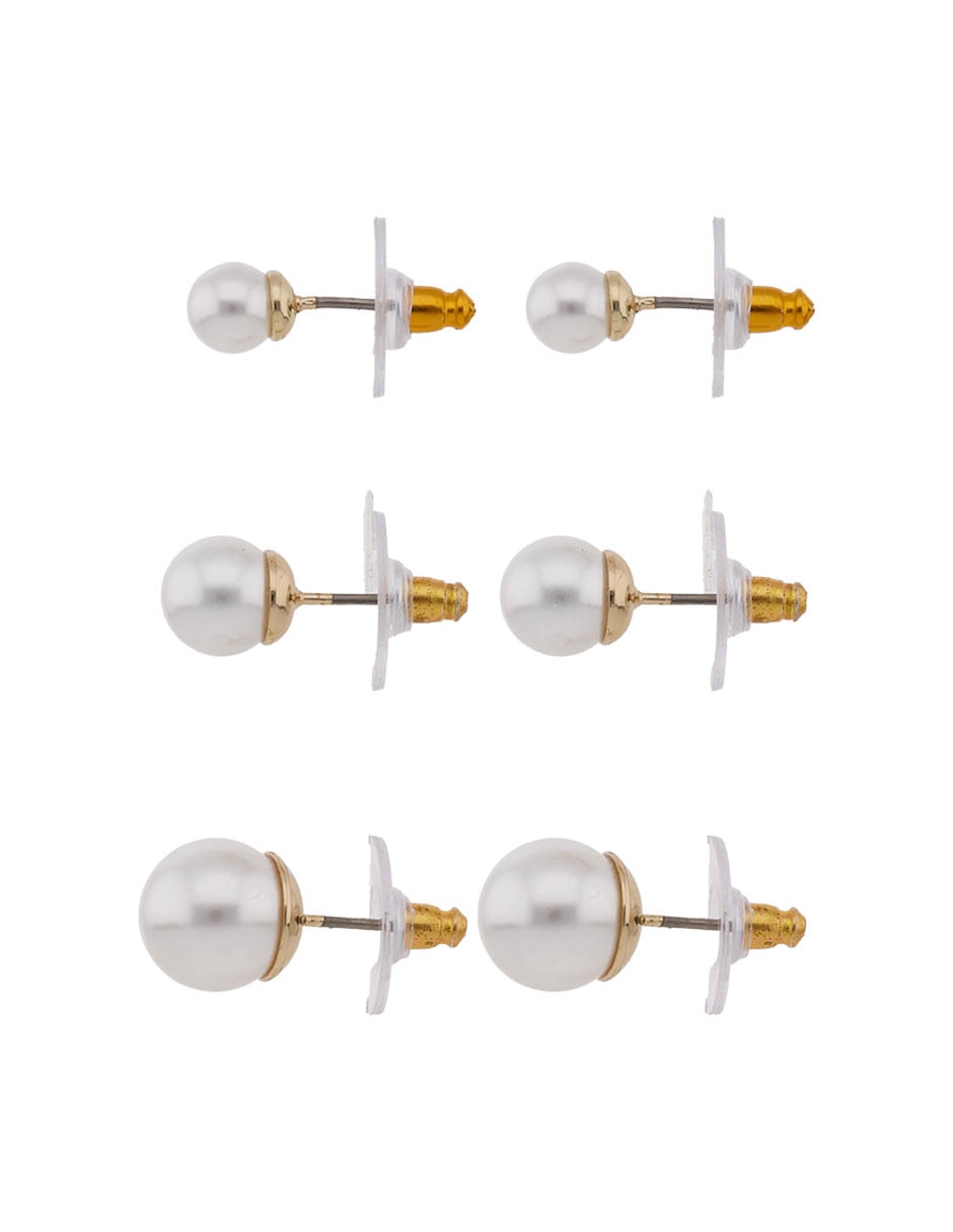 Set de aretes de perla con acabado pulido 3