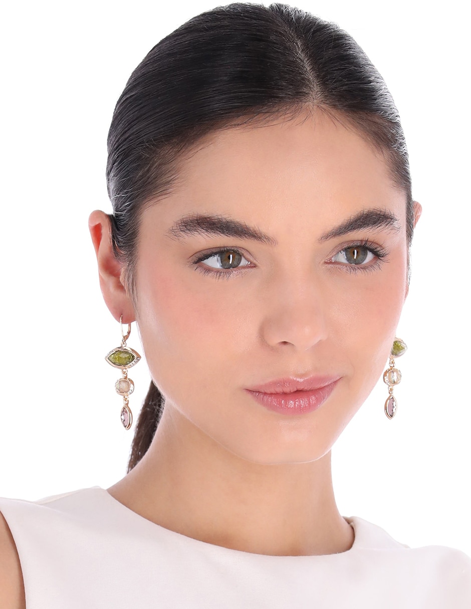 Aretes largos con acabado pavé 3