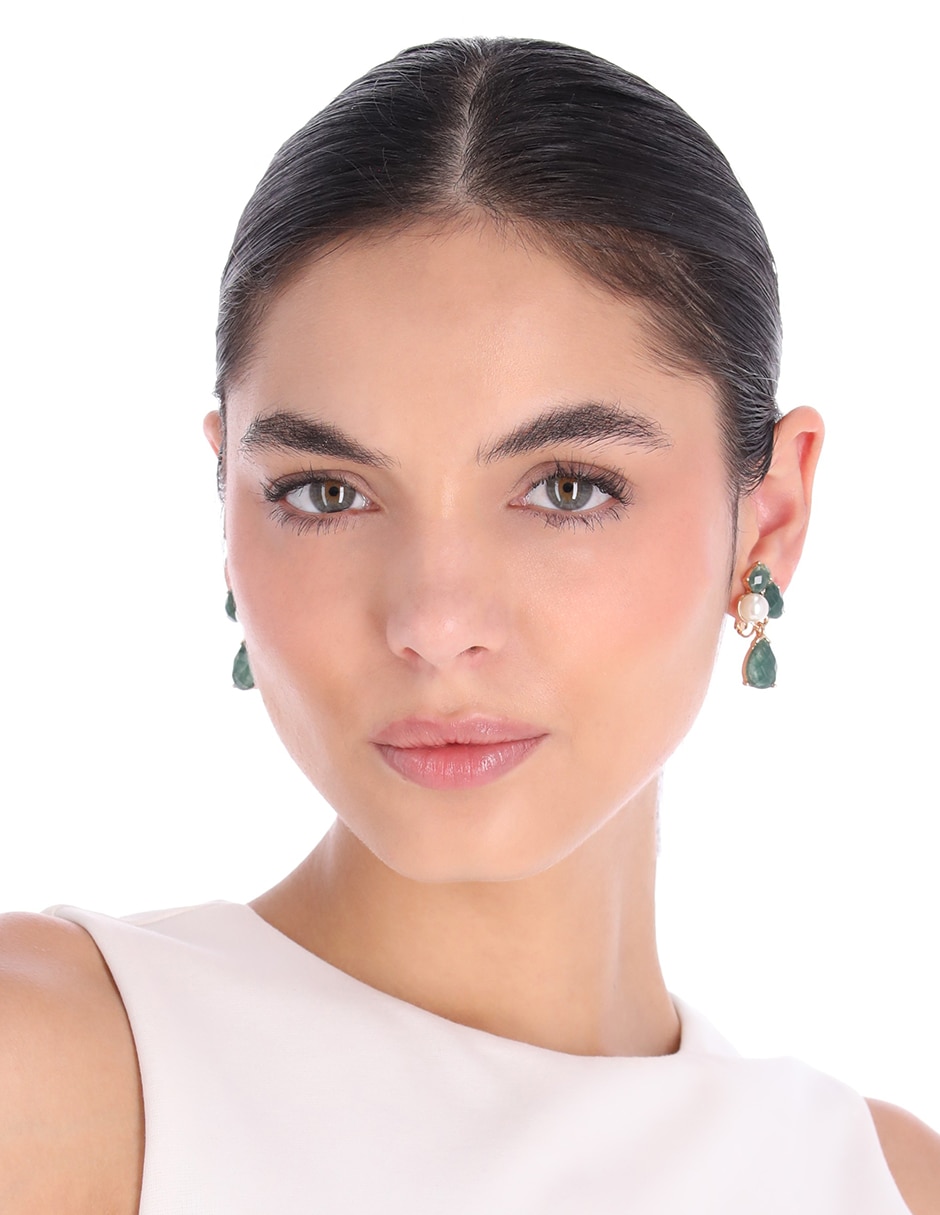 Aretes cortos de gota Glacial Glow con acabado esmaltado circonita 3