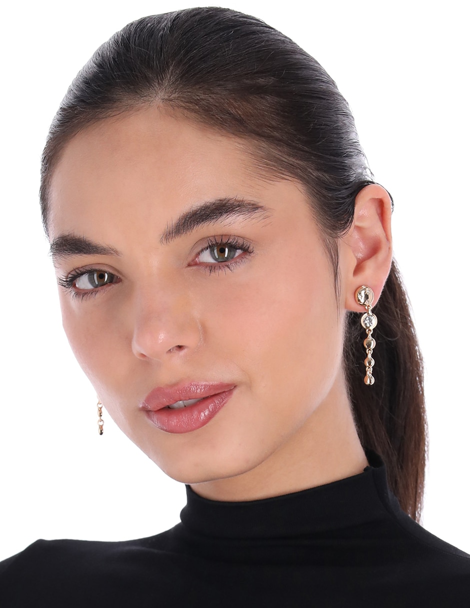 Aretes cortos Shimmer & Shine con acabado brillante circonita 3