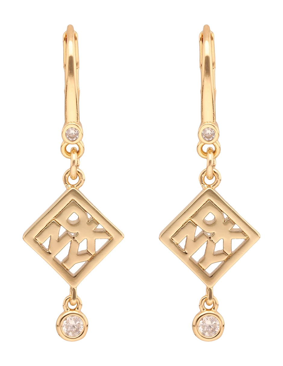 Aretes cortos de rombo Kalina con acabado brillante circonita Aretes cortos de rombo Kalina con acabado brillante circonita