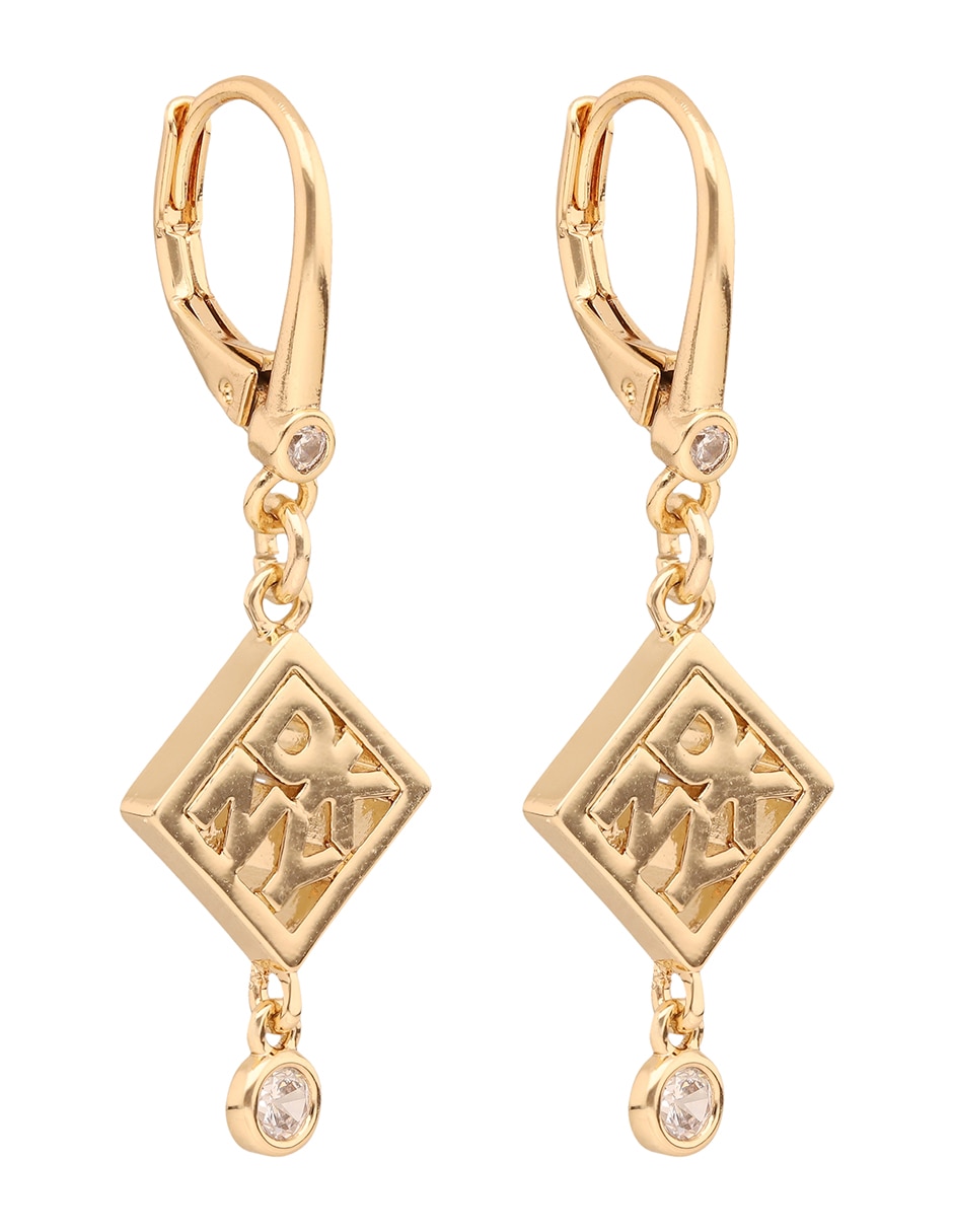 Aretes cortos de rombo Kalina con acabado brillante circonita 3
