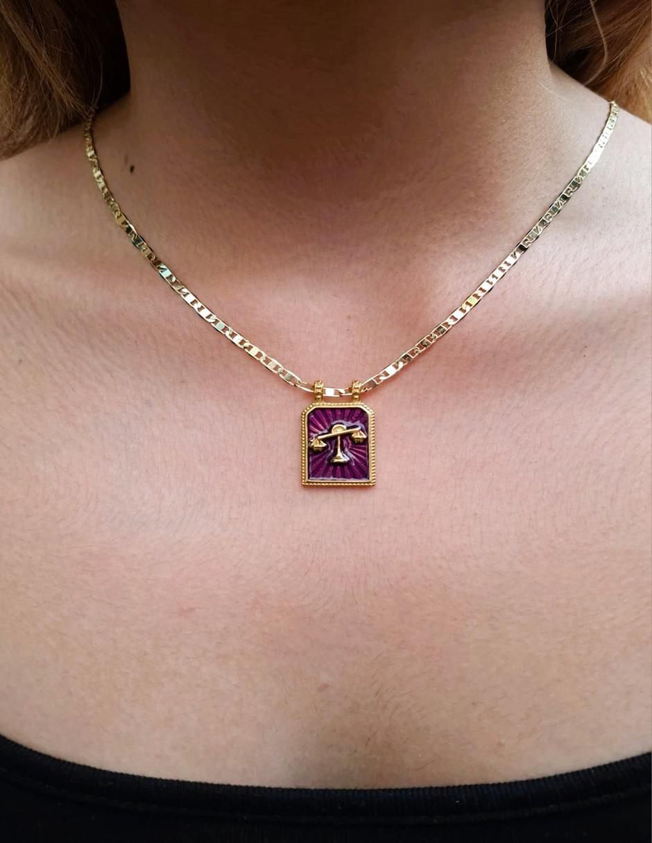 Collar con dije de signo zodiacal Constelaciones de oro laminado 10 K 3