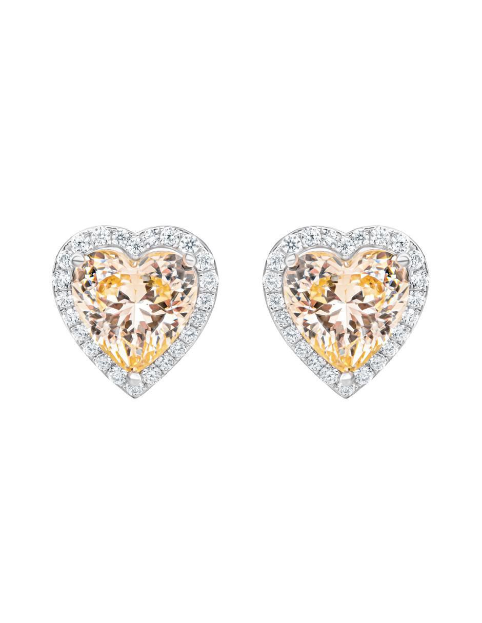 Broqueles de corazón de plata p925 con acabado brillante zirconia