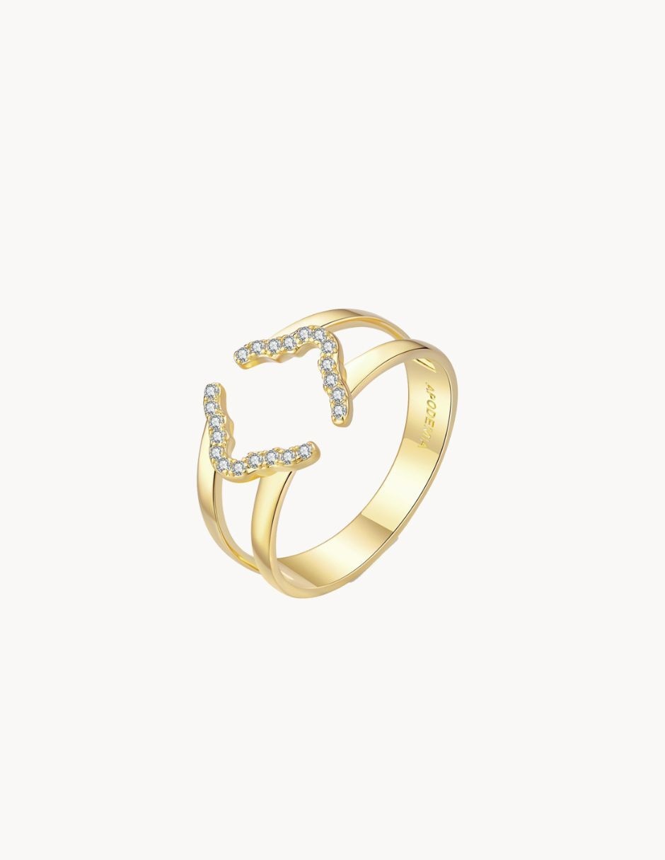 Anillo geométrico Olivia Wild circonita con acabado baño de oro 18 k