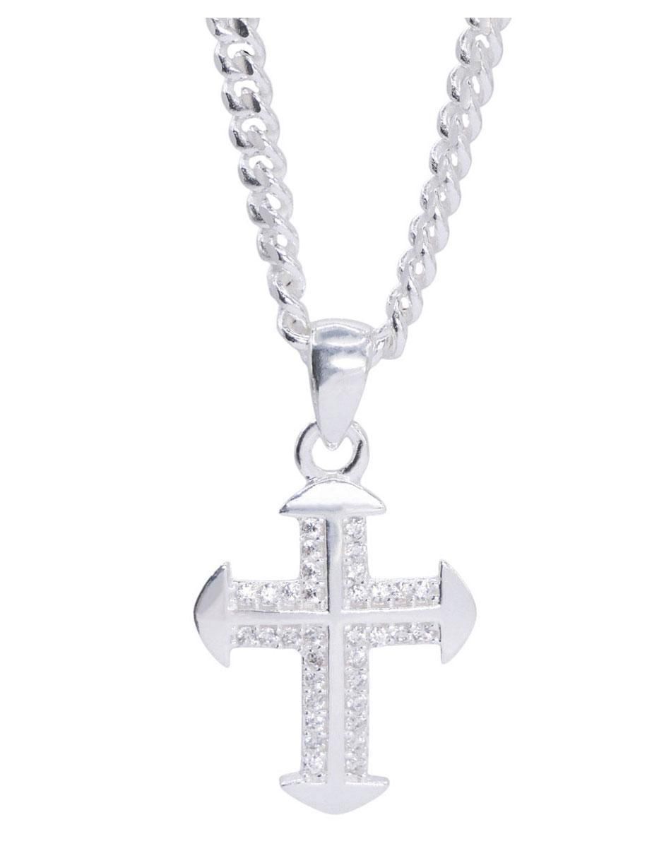 Collar con dije de cruz de plata P 925 Collar con dije de cruz de plata P 925