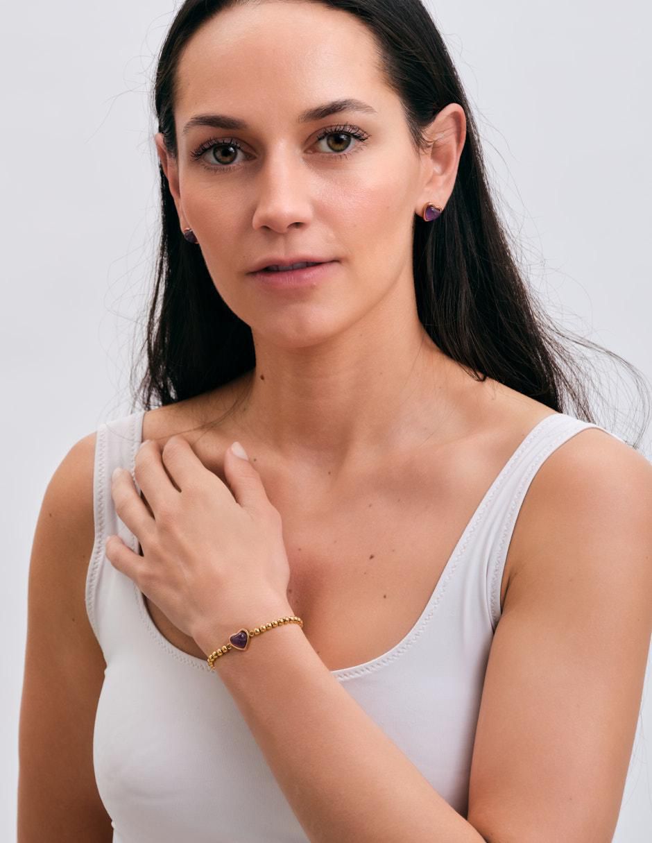 Pulsera luckyly "de" acero inoxidable 14 k nadia "con acabado"