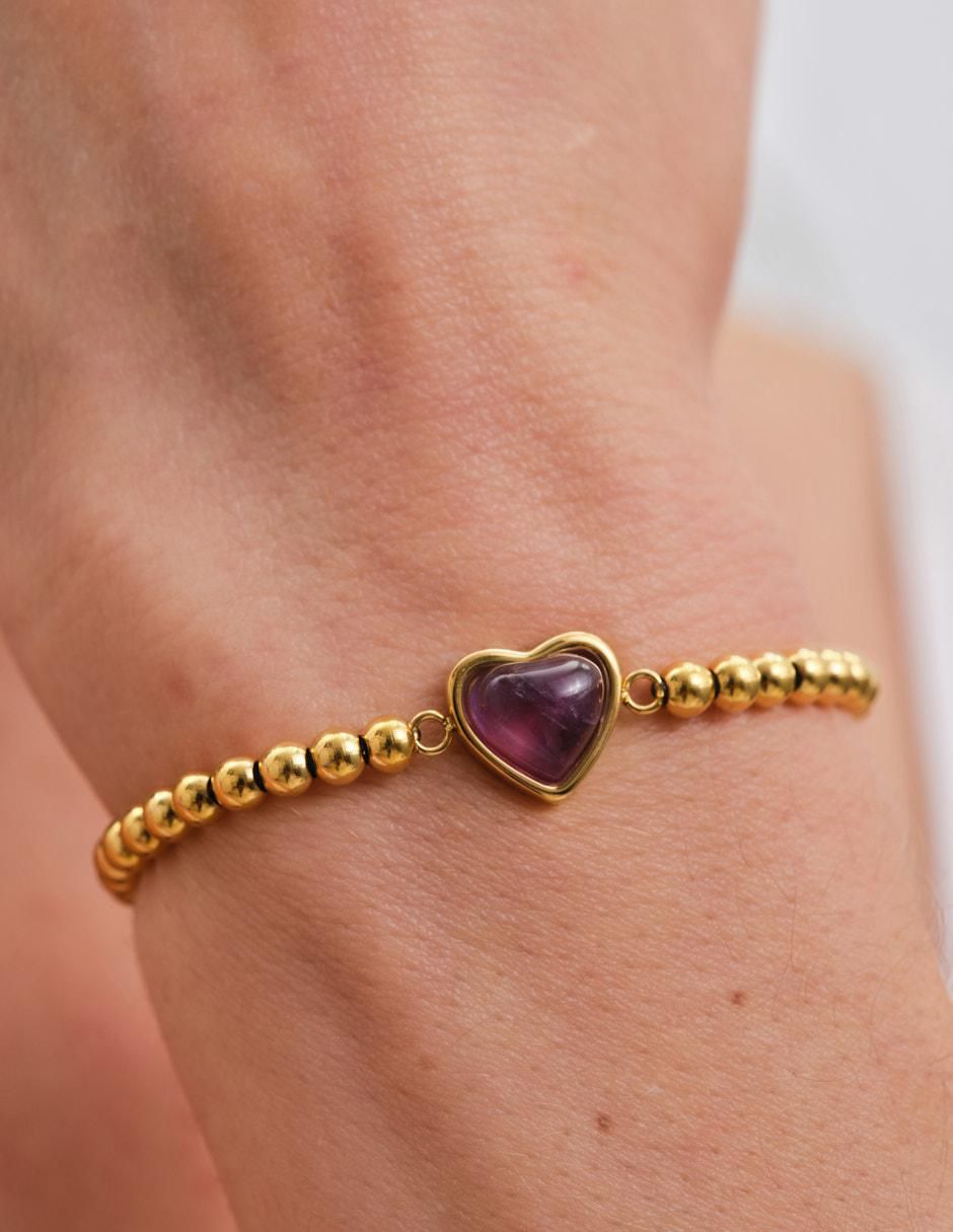 Pulsera luckyly "de" acero inoxidable 14 k nadia "con acabado"