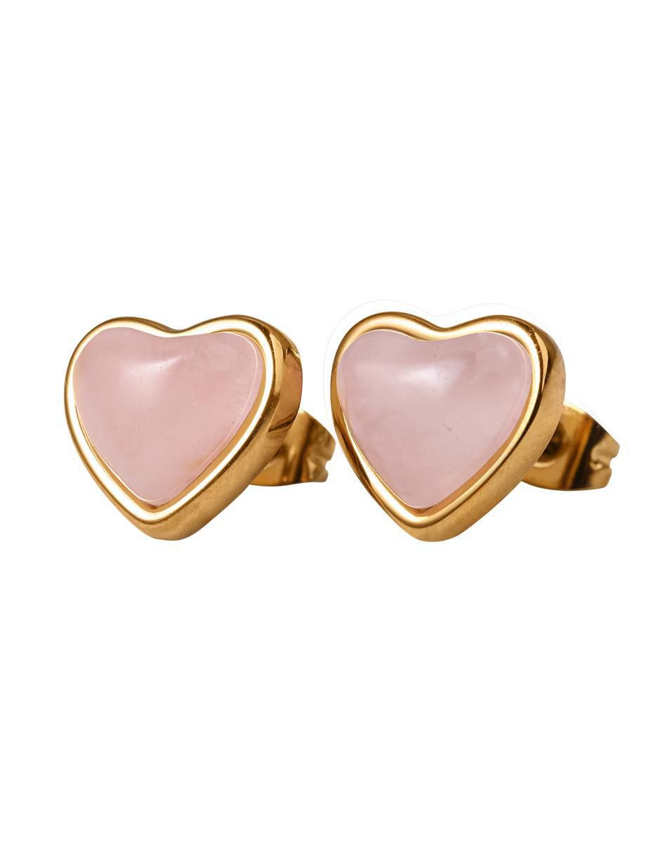 Aretes y collar de corazón nadia de baño de oro 14 k cuarzo 2