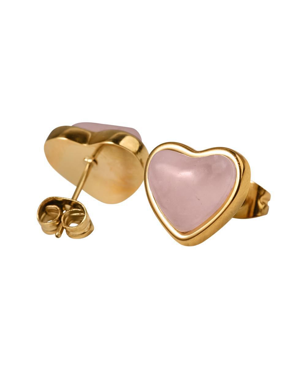 Aretes y collar de corazón nadia de baño de oro 14 k cuarzo 3